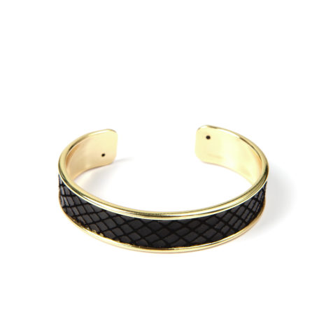 bracelet cuir emma doré noir 1