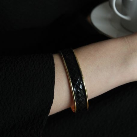 bracelet cuir emma doré noir