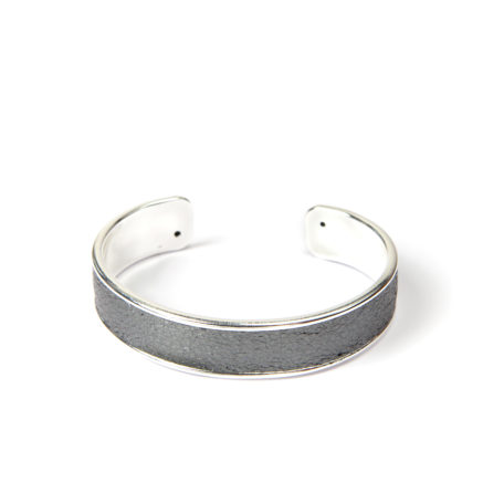bracelet cuir emma argenté gris