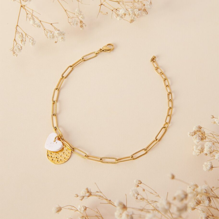 Bracelet Jonc Homme Avec Fermoir Cœur - Acier Inoxydable Poli - Style Unisexe - Taille Réglable Environ 1,68 Pouce - 6