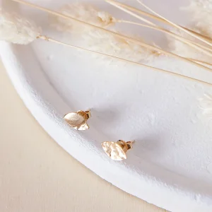 Boucles d'oreilles puces dorées asymétrique dorées