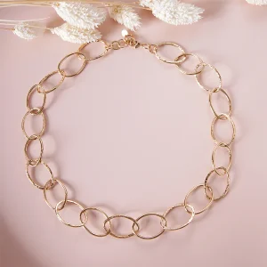 collier grosse maille doré femme
