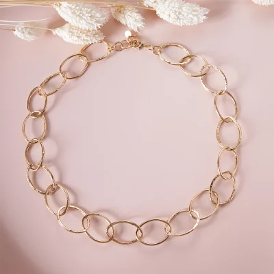 collier grosse maille doré femme